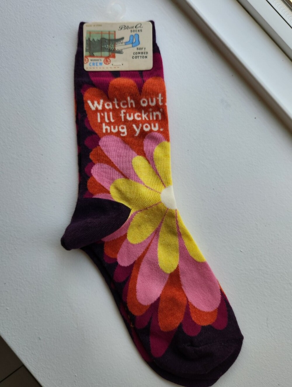 Blue Q Women's Crew Socks, Colorful floral Size 5-10 - Picture 2 of 4